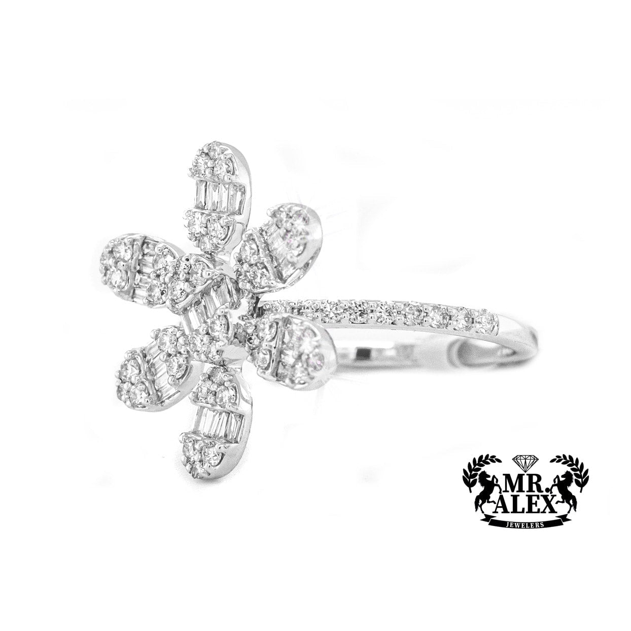 14K Flower Diamond Ring 0.90ct - Mr. Alex Jewelry
