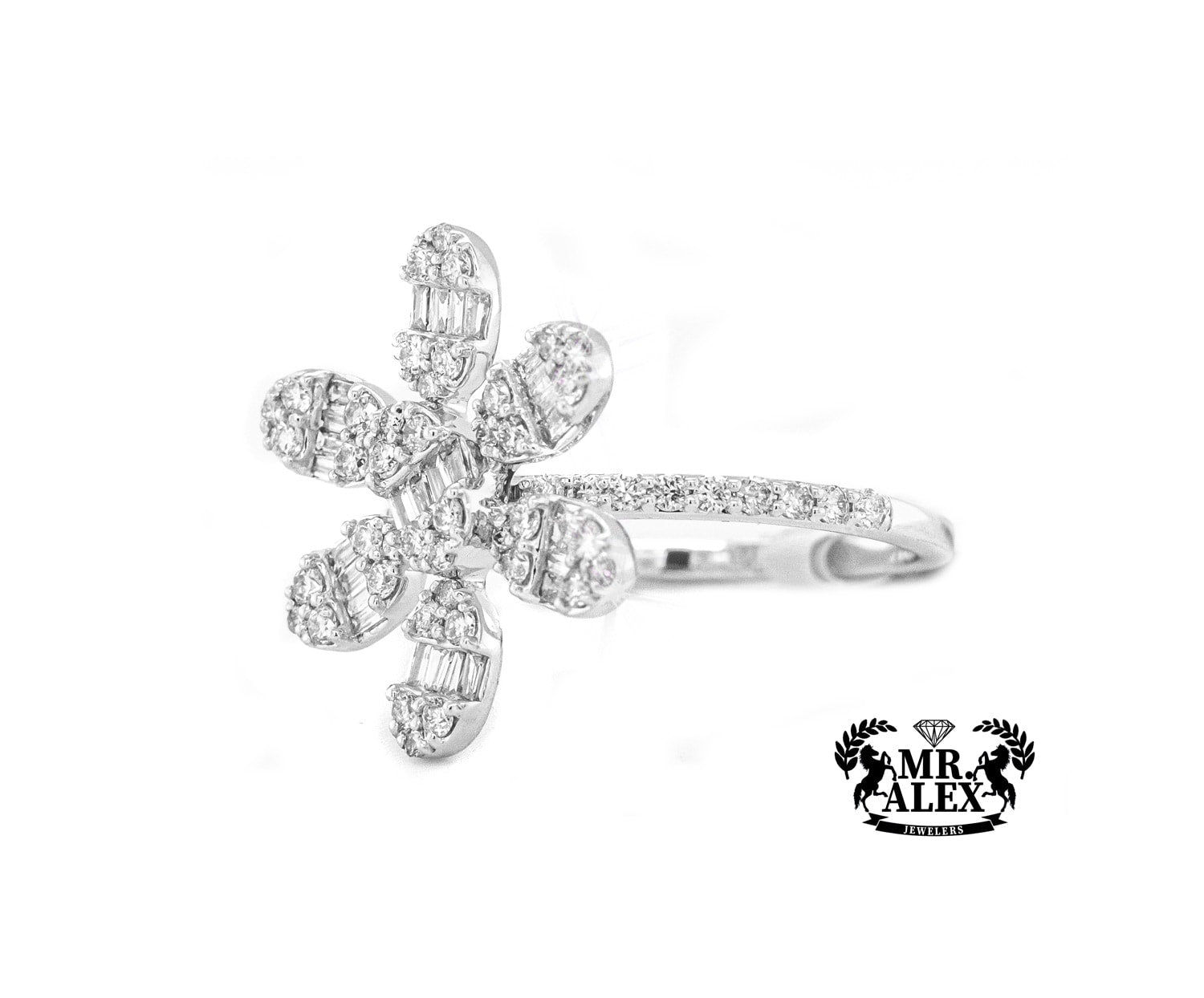 14K Flower Diamond Ring 0.90ct - Mr. Alex Jewelry