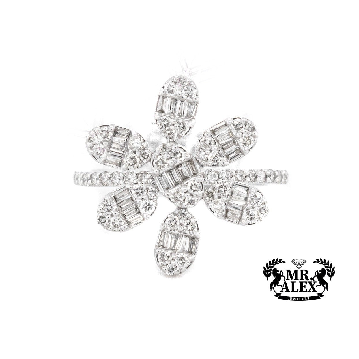 14K Flower Diamond Ring 0.90ct - Mr. Alex Jewelry