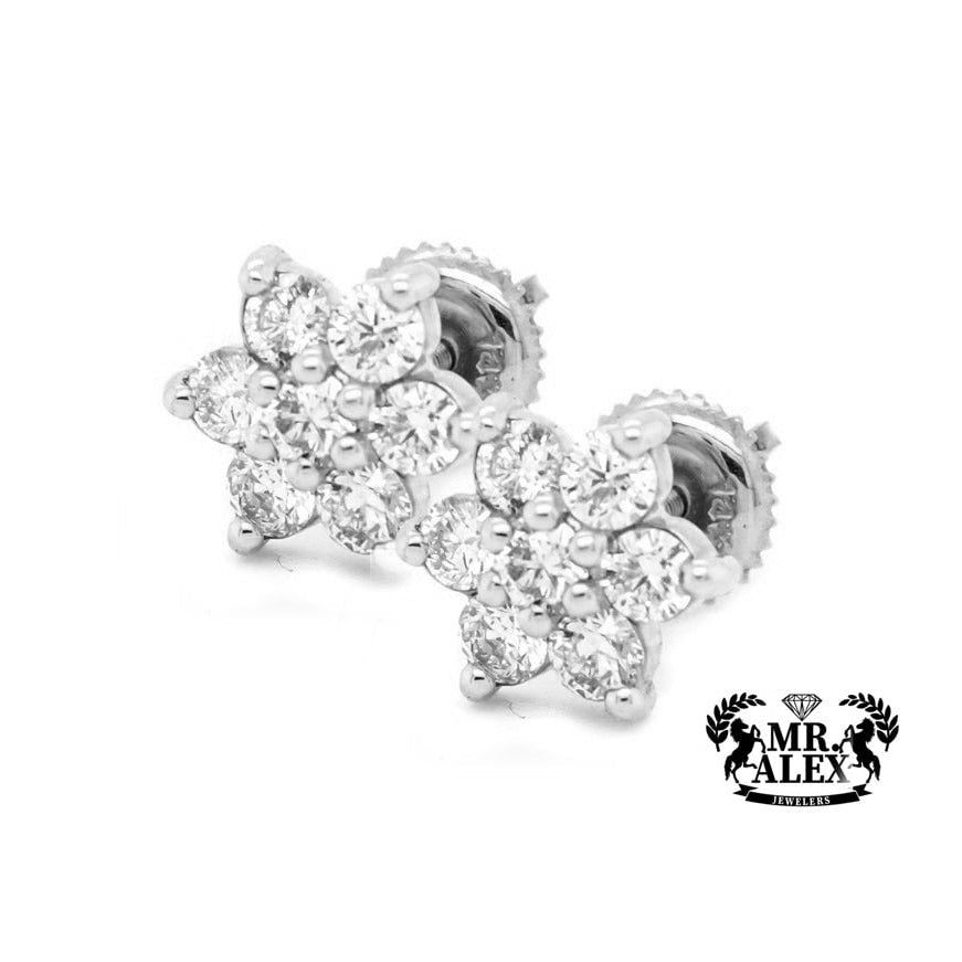 14k Flower Diamonds Earrings 1.00 CT - Mr. Alex Jewelry