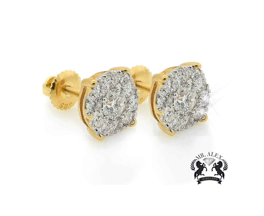 14K Flower Diamonds Earrings 1.63CT - Mr. Alex Jewelry
