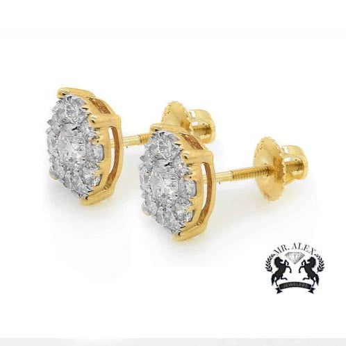 14K Flower Diamonds Earrings 1.63CT - Mr. Alex Jewelry