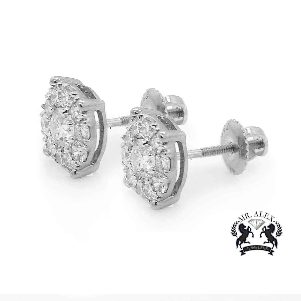 14K Flower Diamonds Earrings 1.63CT - Mr. Alex Jewelry