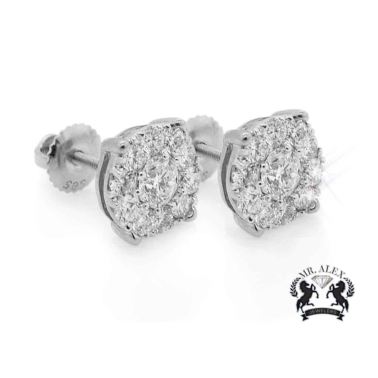 14K Flower Diamonds Earrings 1.63CT - Mr. Alex Jewelry