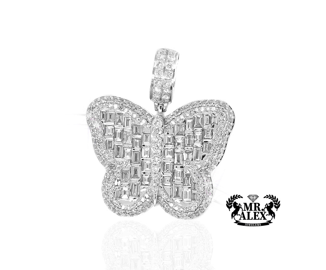 14k Fluttering Butterfly Diamond Pendant 3.75ct - Mr. Alex Jewelry