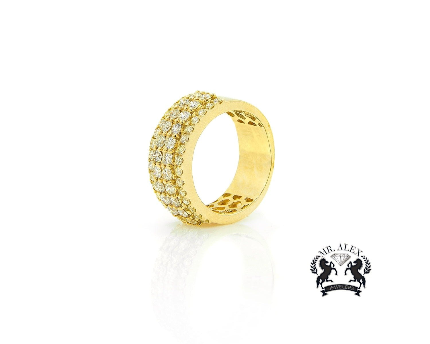 14K Four Row Diamond Ring 2.55ct - Mr. Alex Jewelry