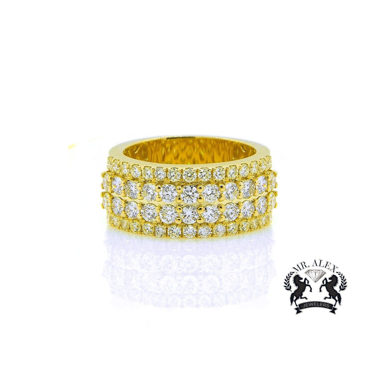 14K Four Row Diamond Ring 2.55ct - Mr. Alex Jewelry