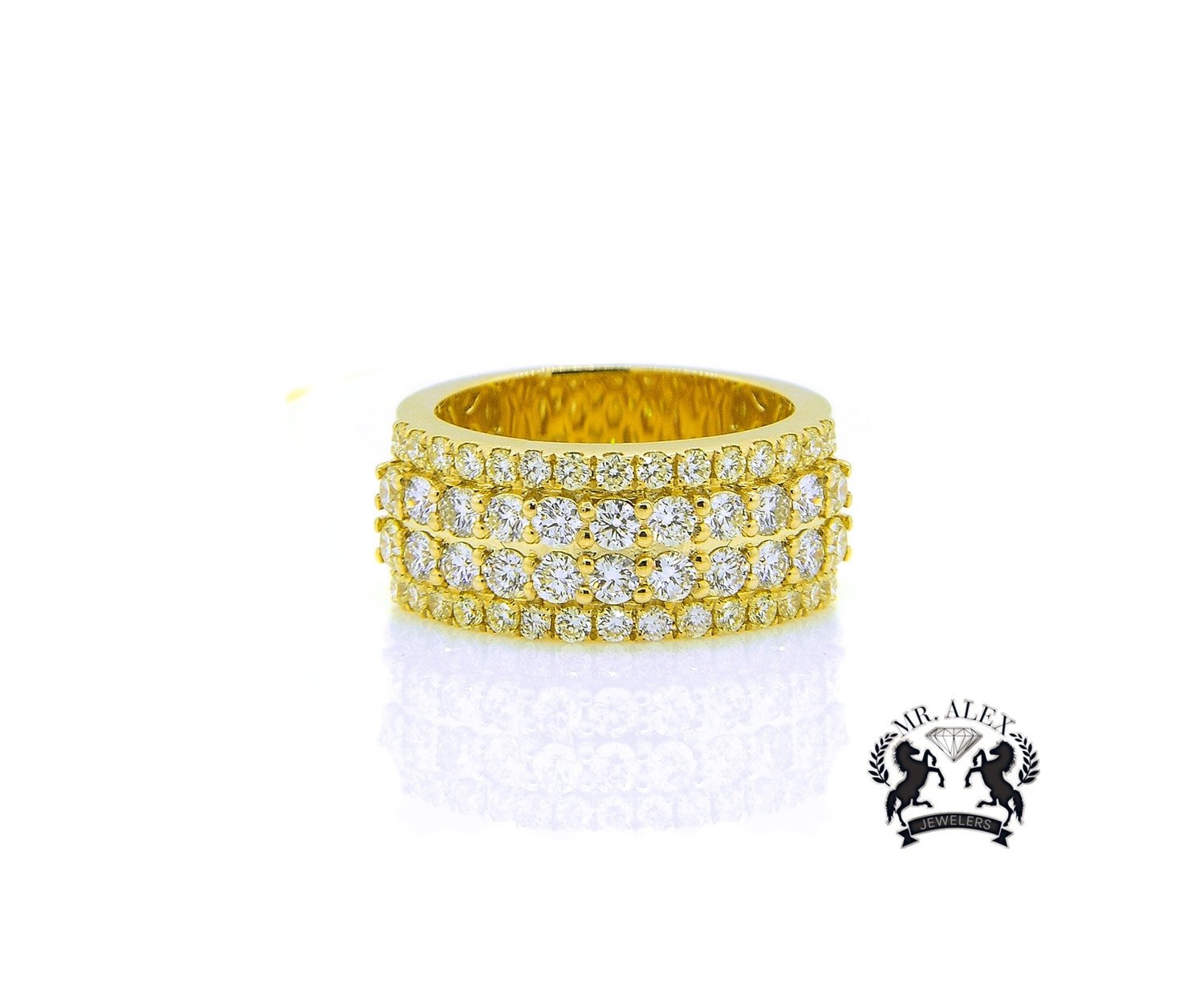 14K Four Row Diamond Ring 2.55ct - Mr. Alex Jewelry