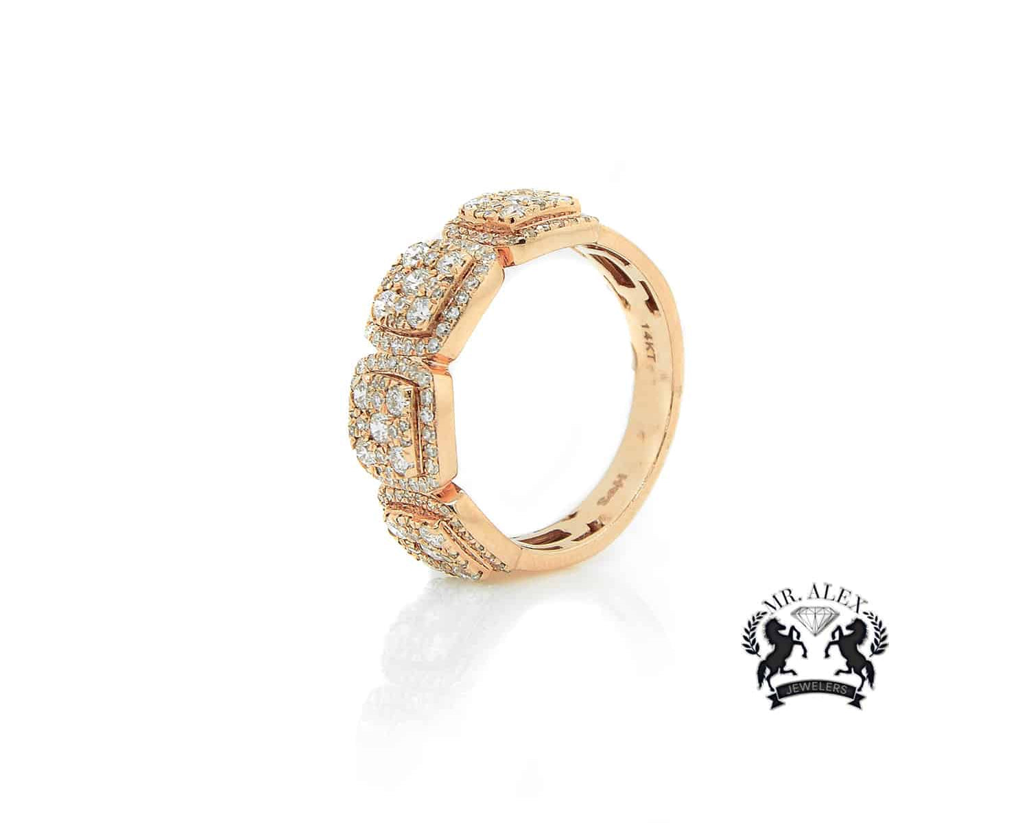 14K Four Square Diamond Ring 1.50ct - Mr. Alex Jewelry