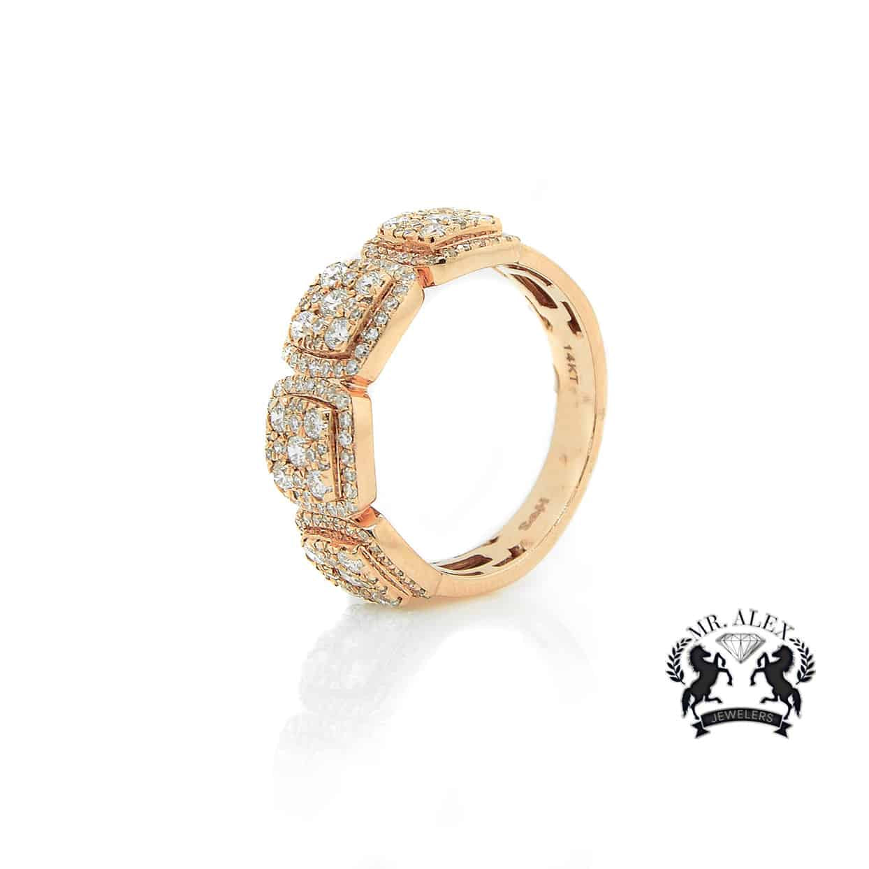 14K Four Square Diamond Ring 1.50ct - Mr. Alex Jewelry