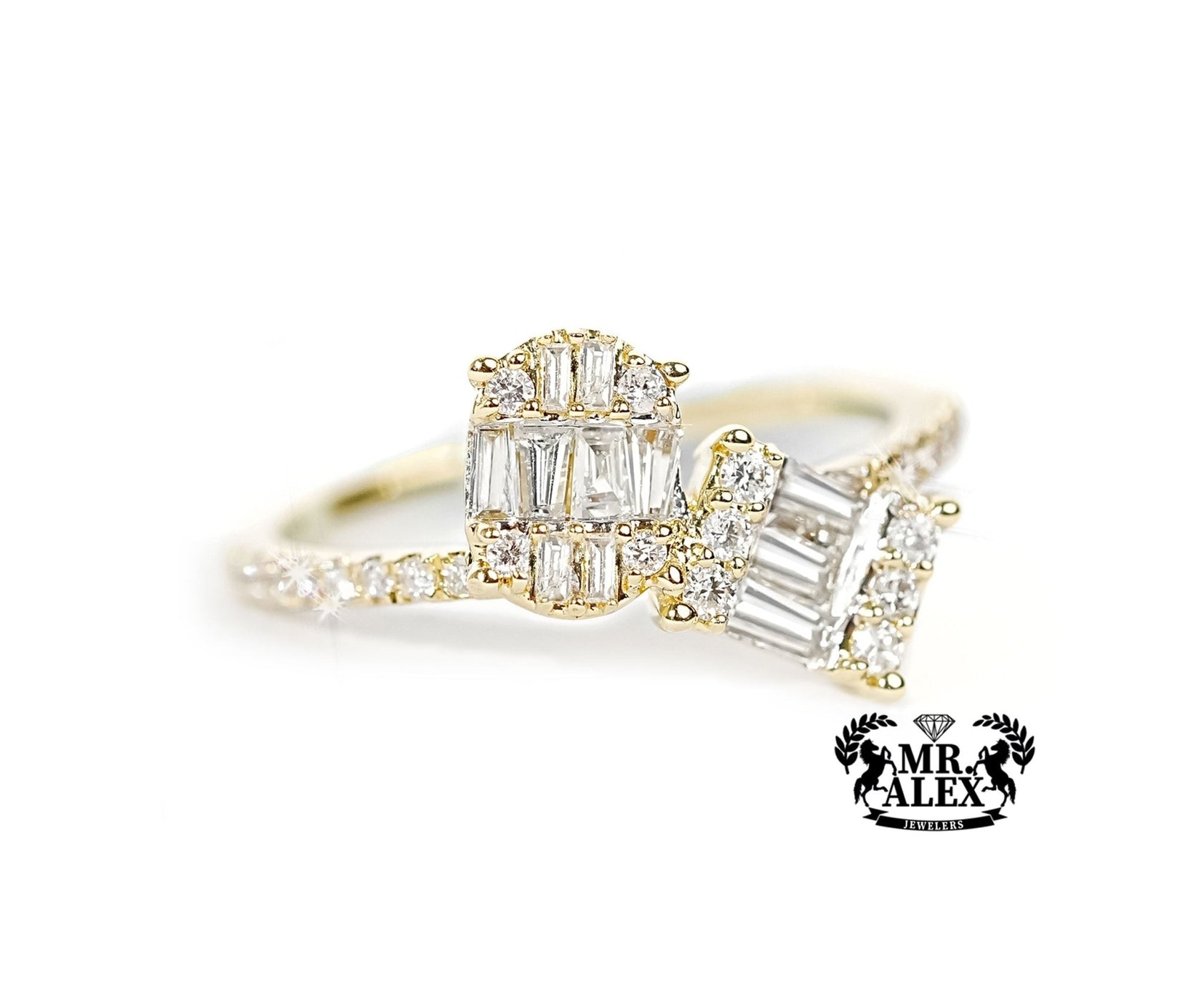 14k Gold Baguette Dual-Form Diamond Ring 0.60ct - Mr. Alex Jewelry