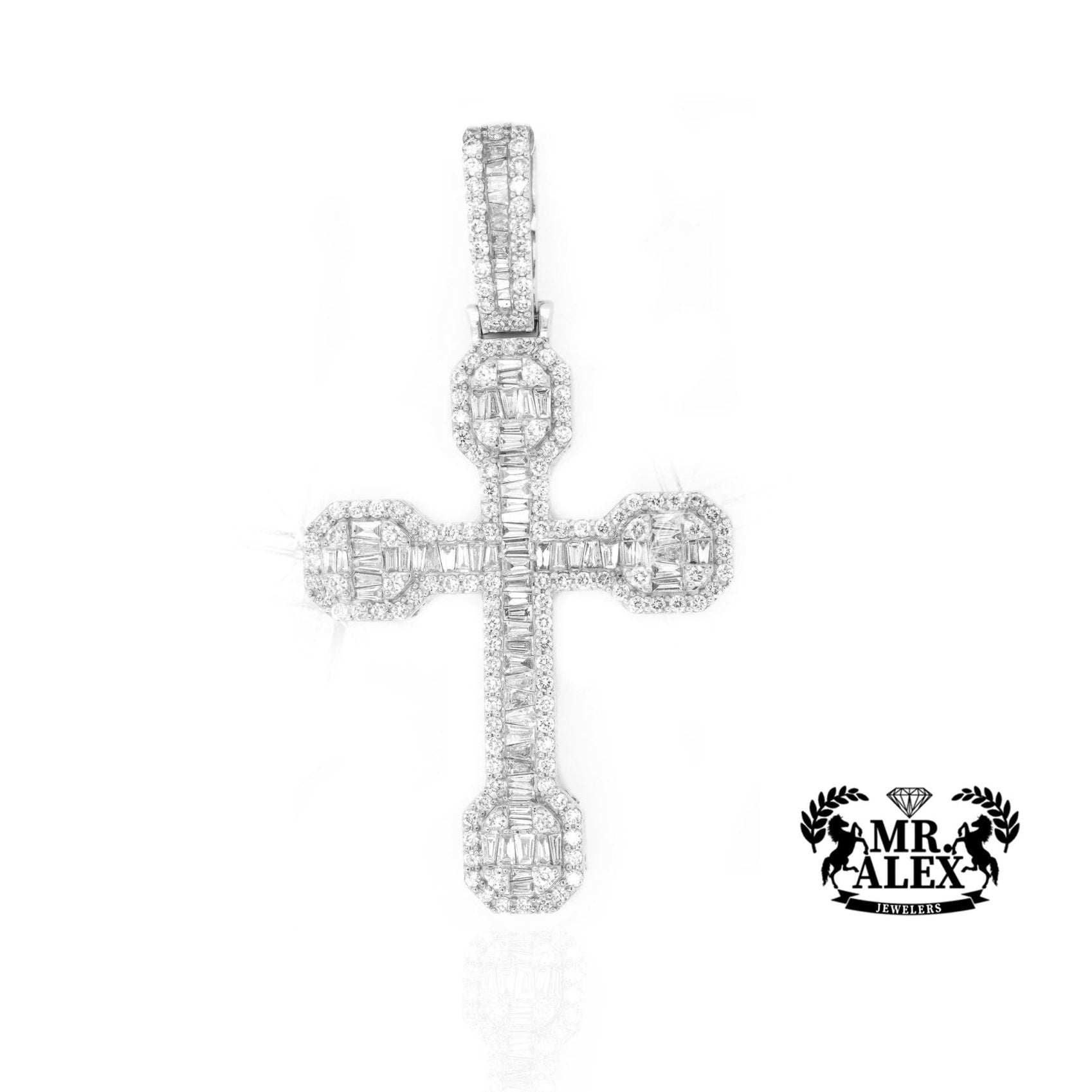 14K Gold Elegant Cross Diamond Pendant with 4.50 ct - Mr. Alex Jewelry