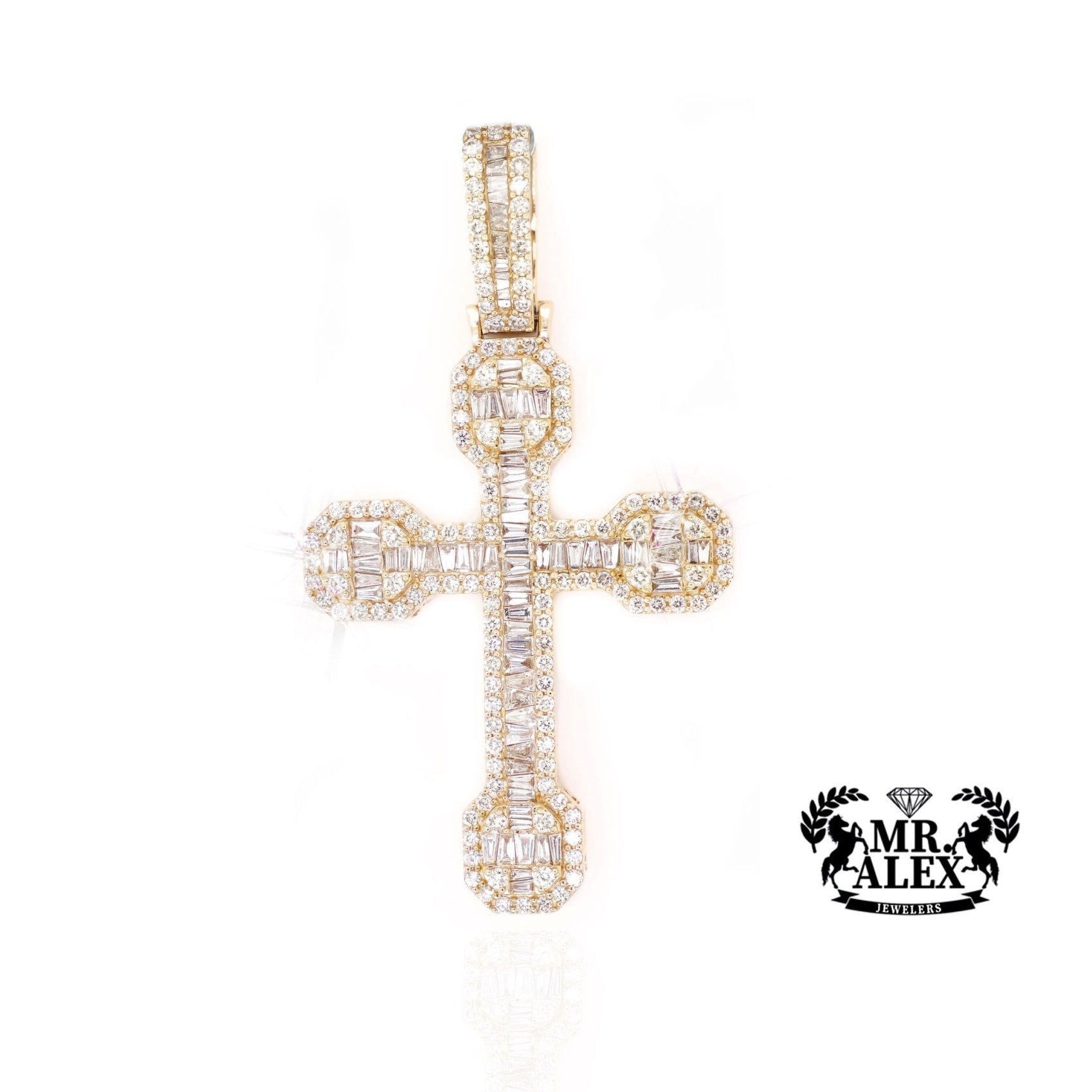 14K Gold Elegant Cross Diamond Pendant with 4.50 ct - Mr. Alex Jewelry