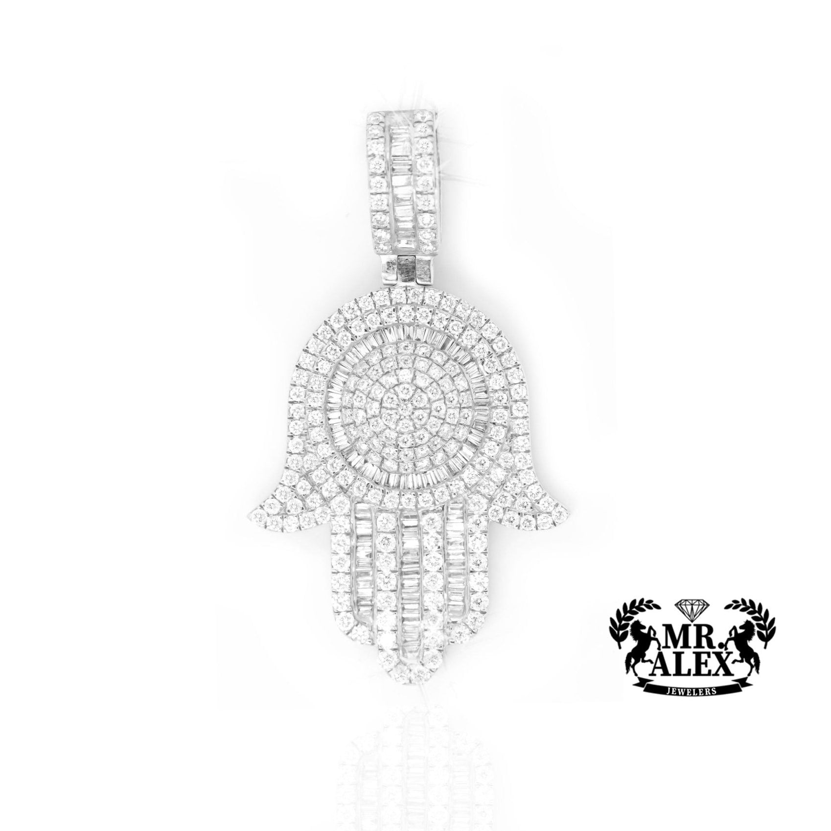 14K Gold Grand Hamsa Hand Pendant with 2.75ct - Mr. Alex Jewelry