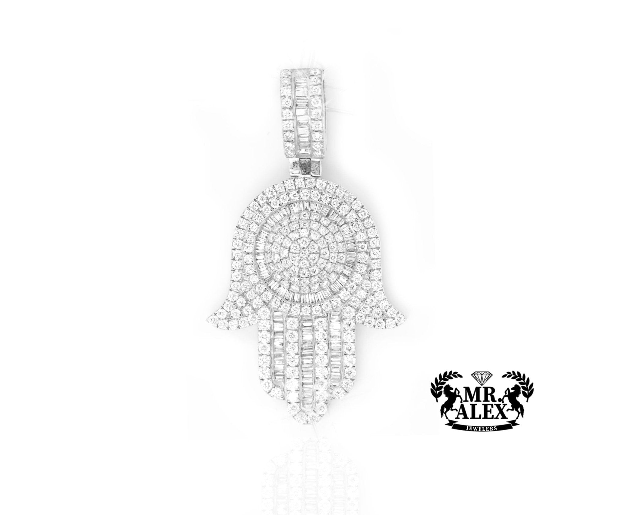 14K Gold Grand Hamsa Hand Pendant with 2.75ct - Mr. Alex Jewelry