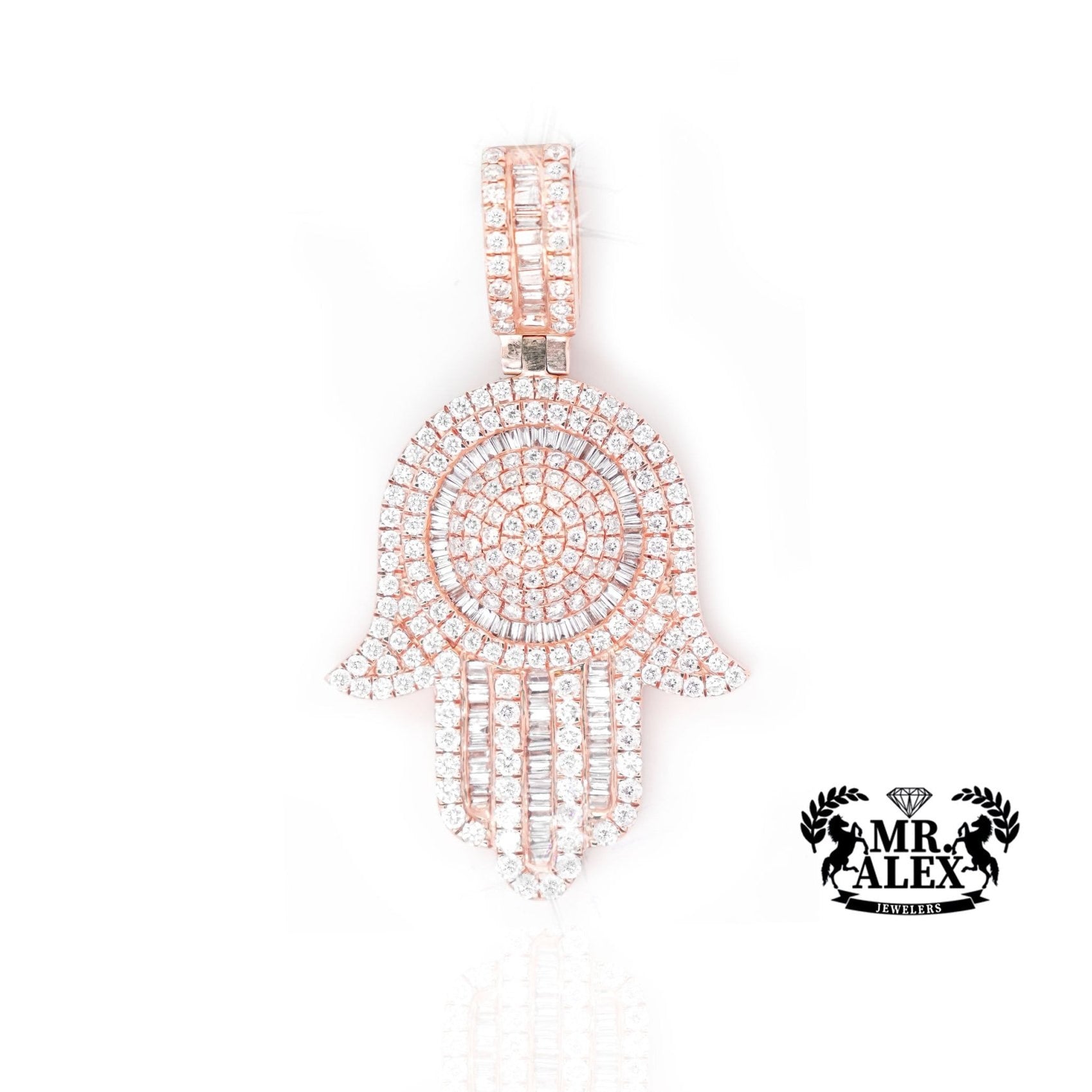 14K Gold Grand Hamsa Hand Pendant with 2.75ct - Mr. Alex Jewelry