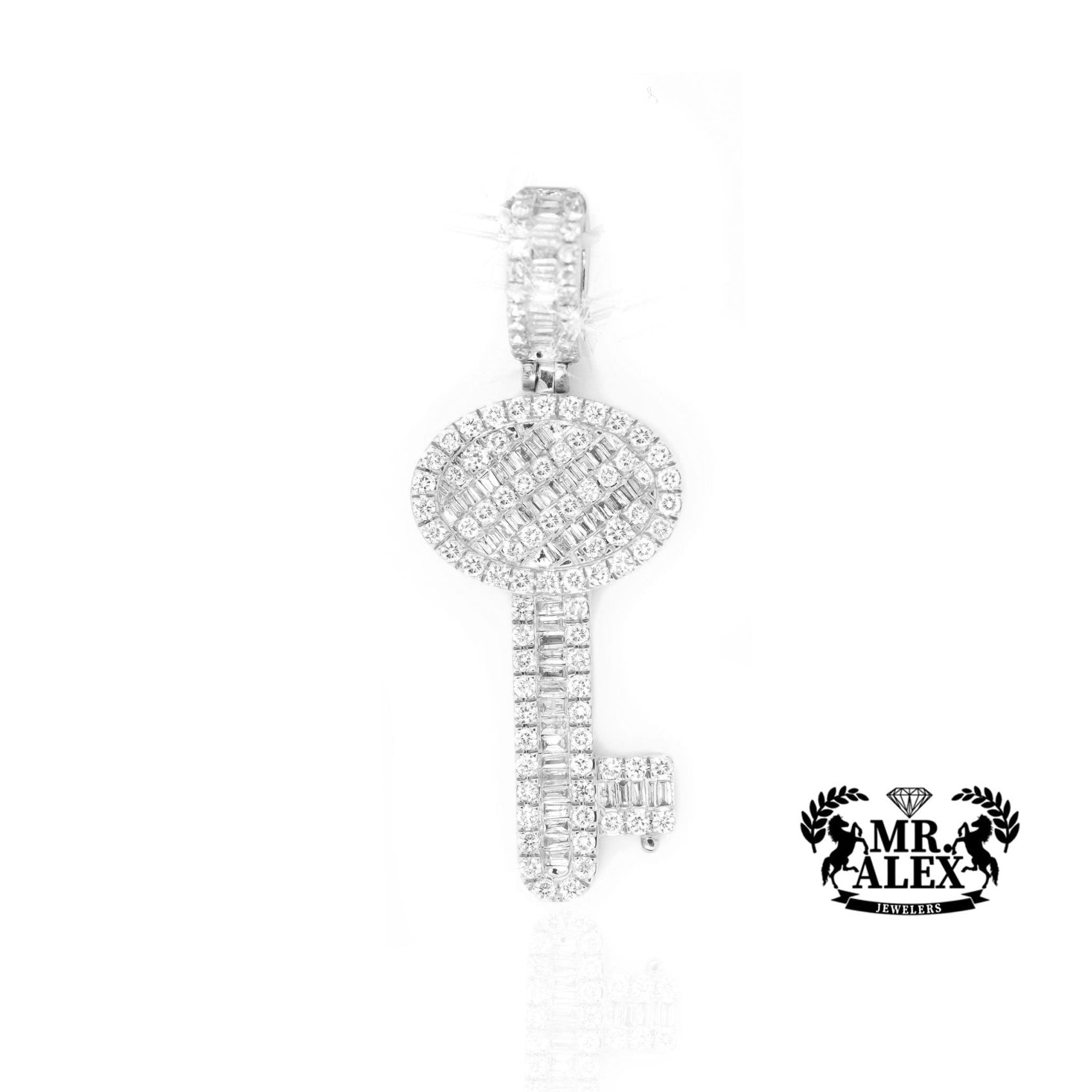 14K Gold Sleek Key Diamonds Pendant with 1.60ct - Mr. Alex Jewelry