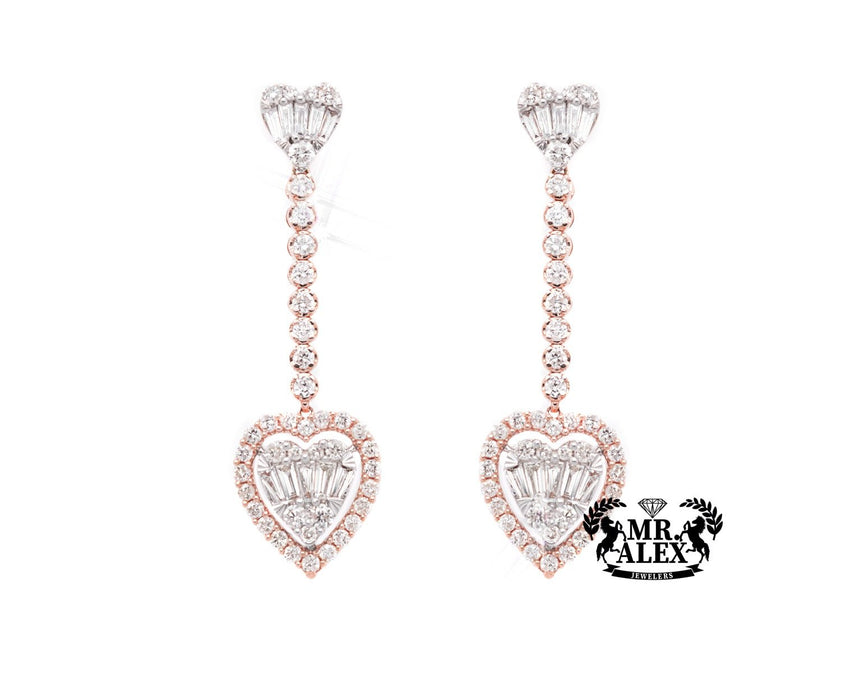 14K Halo Heart Drop Earrings 1.50CT - Mr. Alex Jewelry
