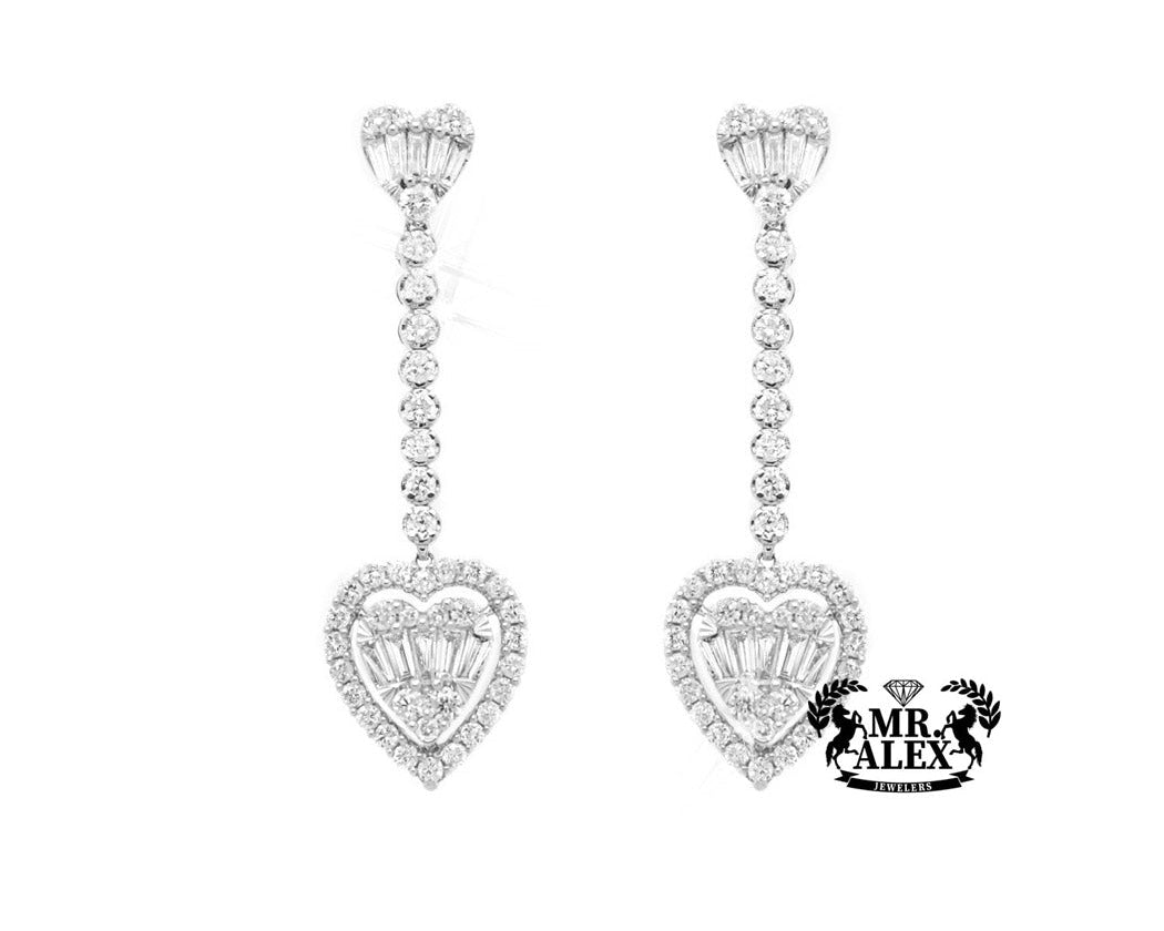14K Halo Heart Drop Earrings 1.50CT - Mr. Alex Jewelry