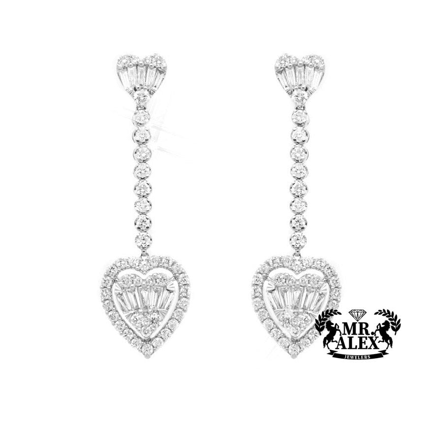 14K Halo Heart Drop Earrings 1.50CT - Mr. Alex Jewelry