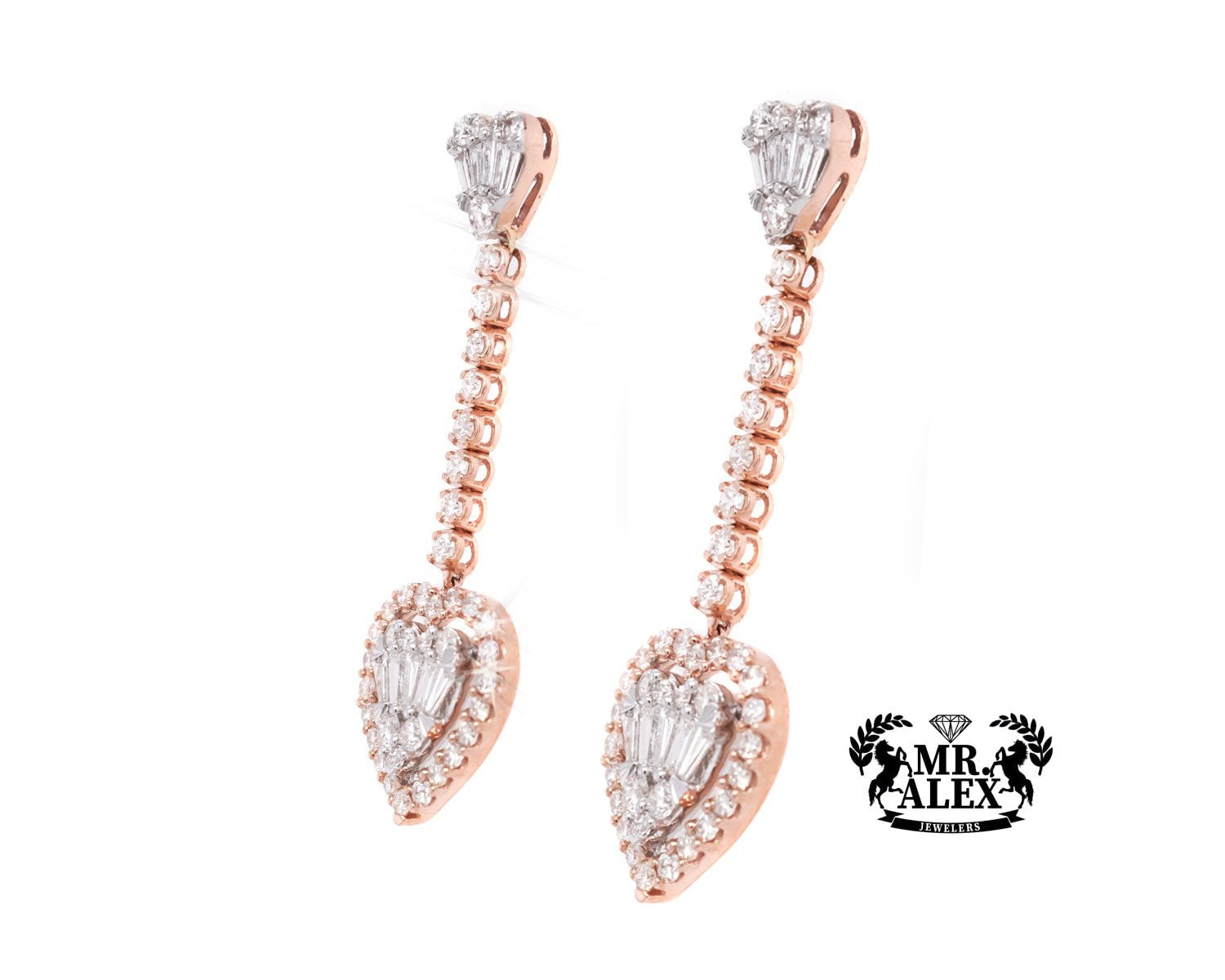 14K Halo Heart Drop Earrings 1.50CT - Mr. Alex Jewelry