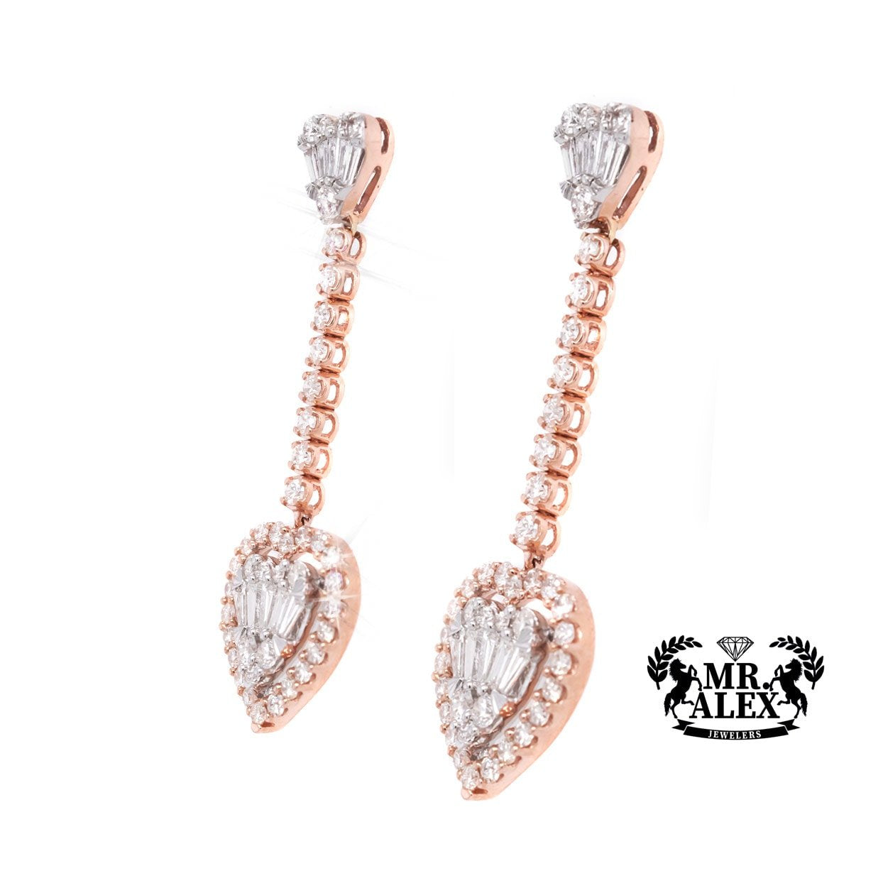 14K Halo Heart Drop Earrings 1.50CT - Mr. Alex Jewelry