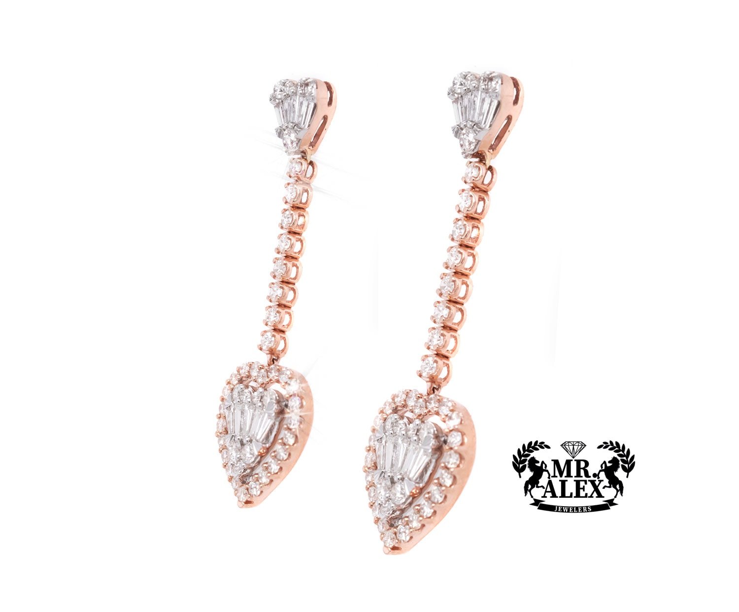 14K Halo Heart Drop Earrings 1.50CT - Mr. Alex Jewelry