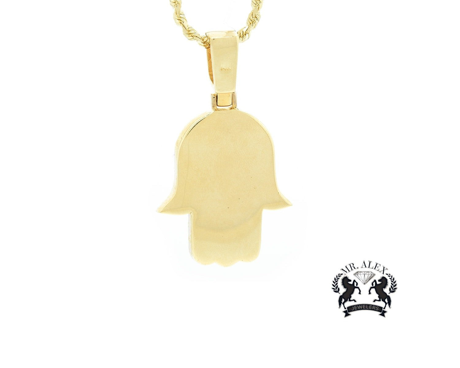 14K Hamsa Big Pendant 5.50ct Yellow Gold - Mr. Alex Jewelry
