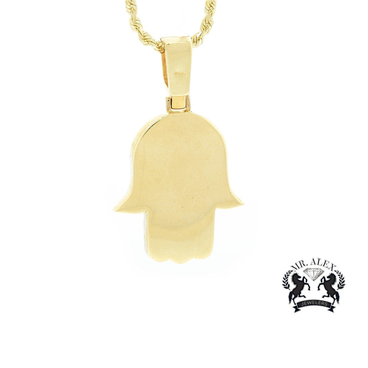 14K Hamsa Big Pendant 5.50ct Yellow Gold - Mr. Alex Jewelry