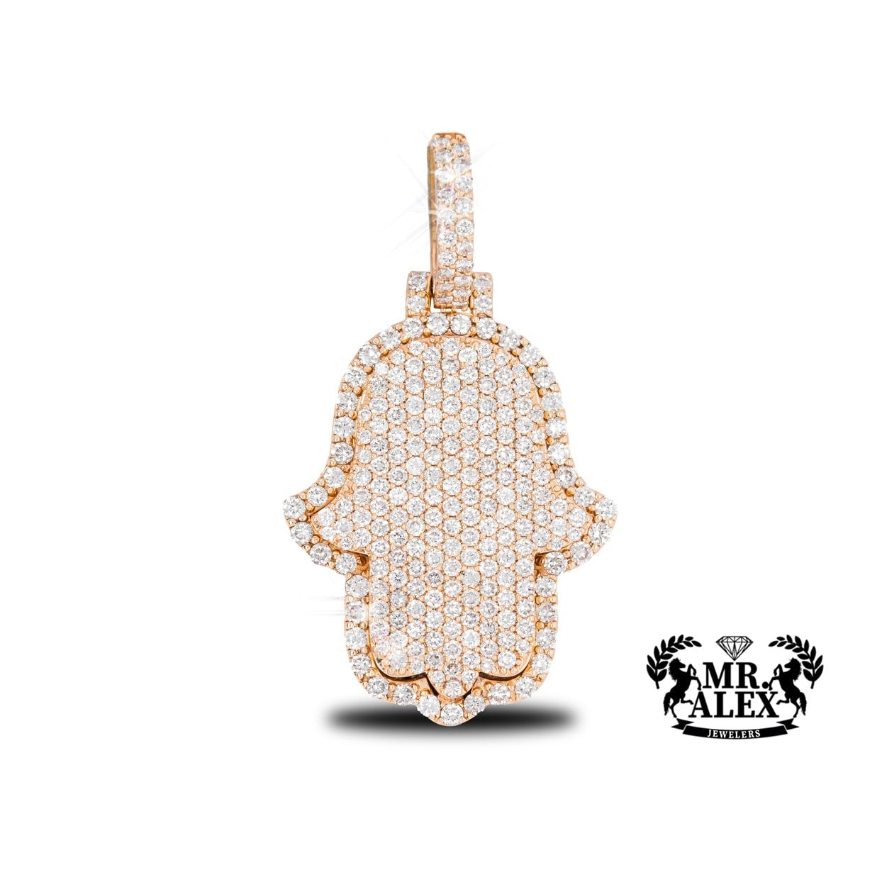 14K Hamsa Diamond Pendant 3.10ct - Mr. Alex Jewelry