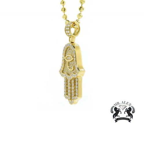 14k Hamsa Pendant 1.85ct Yellow Gold - Mr. Alex Jewelry