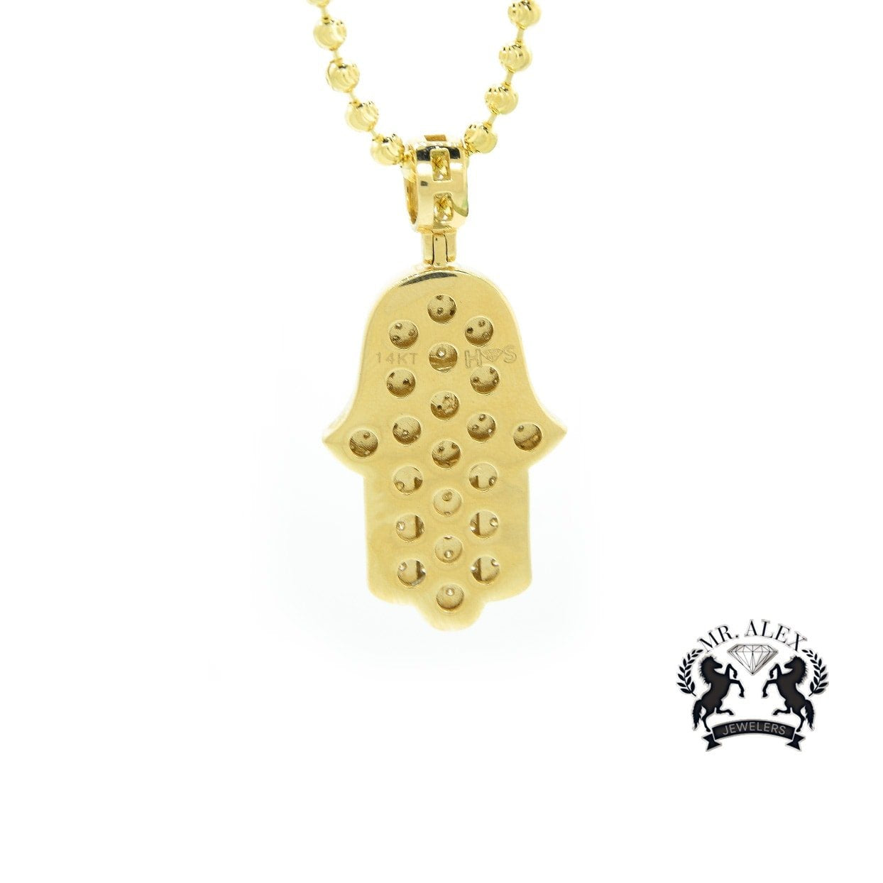 14k Hamsa Pendant 1.85ct Yellow Gold - Mr. Alex Jewelry