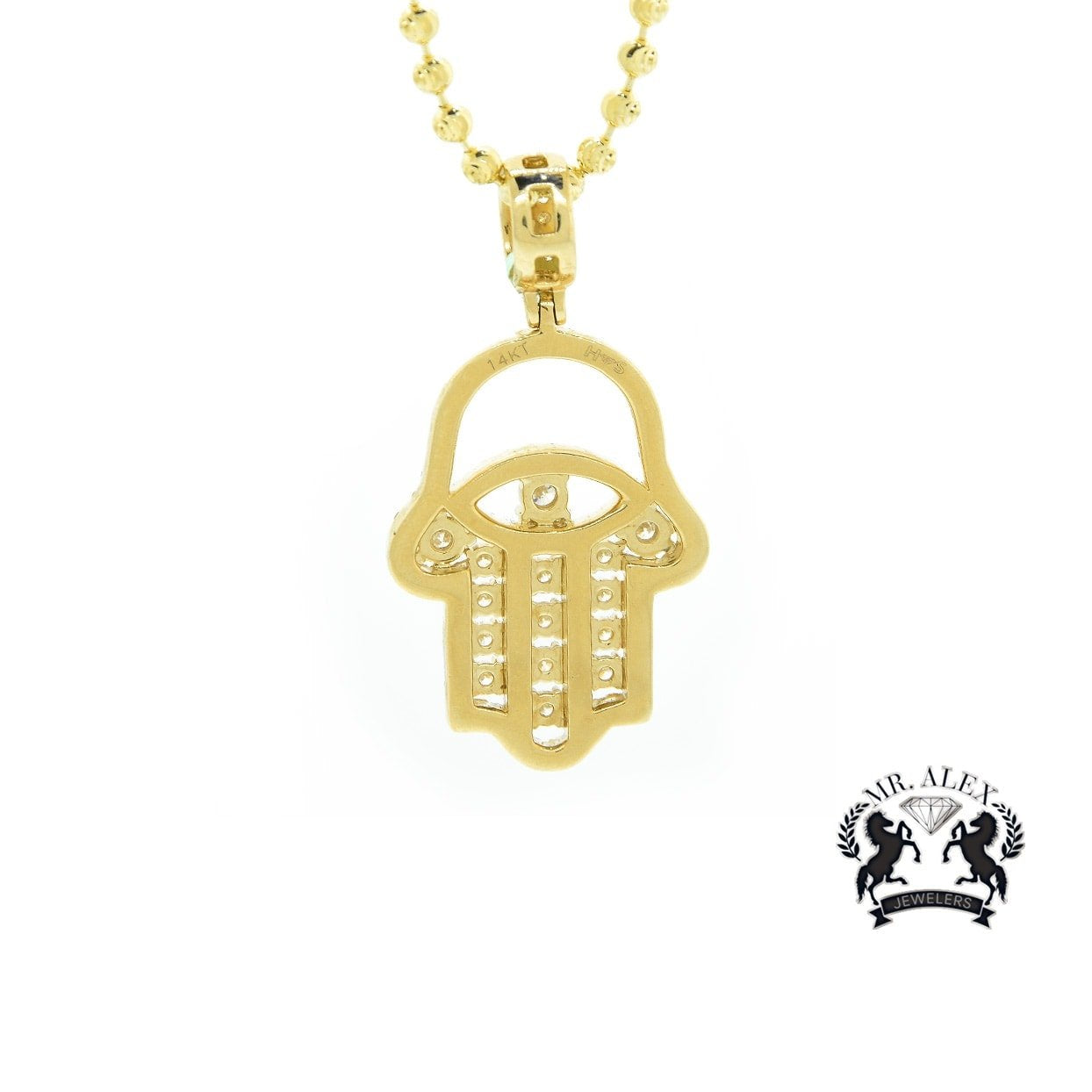 14K Hamsa Pendant 2.69ct Yellow Gold - Mr. Alex Jewelry