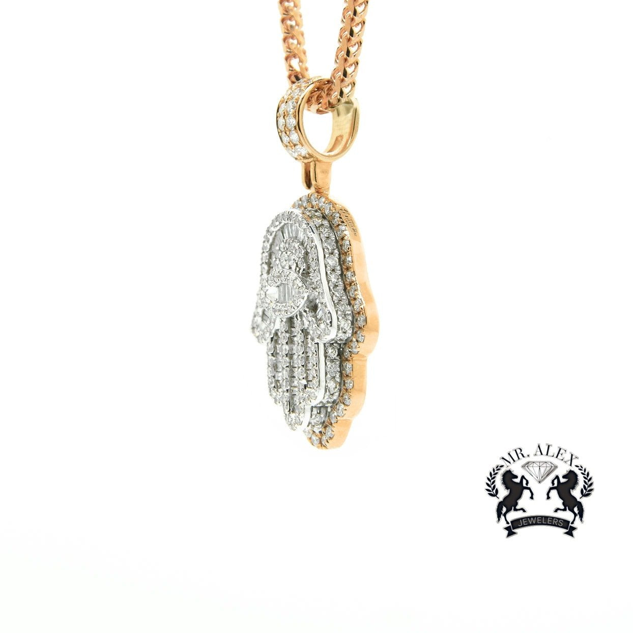 14k Hamsa Pendant 2.75ct Rose Gold - Mr. Alex Jewelry
