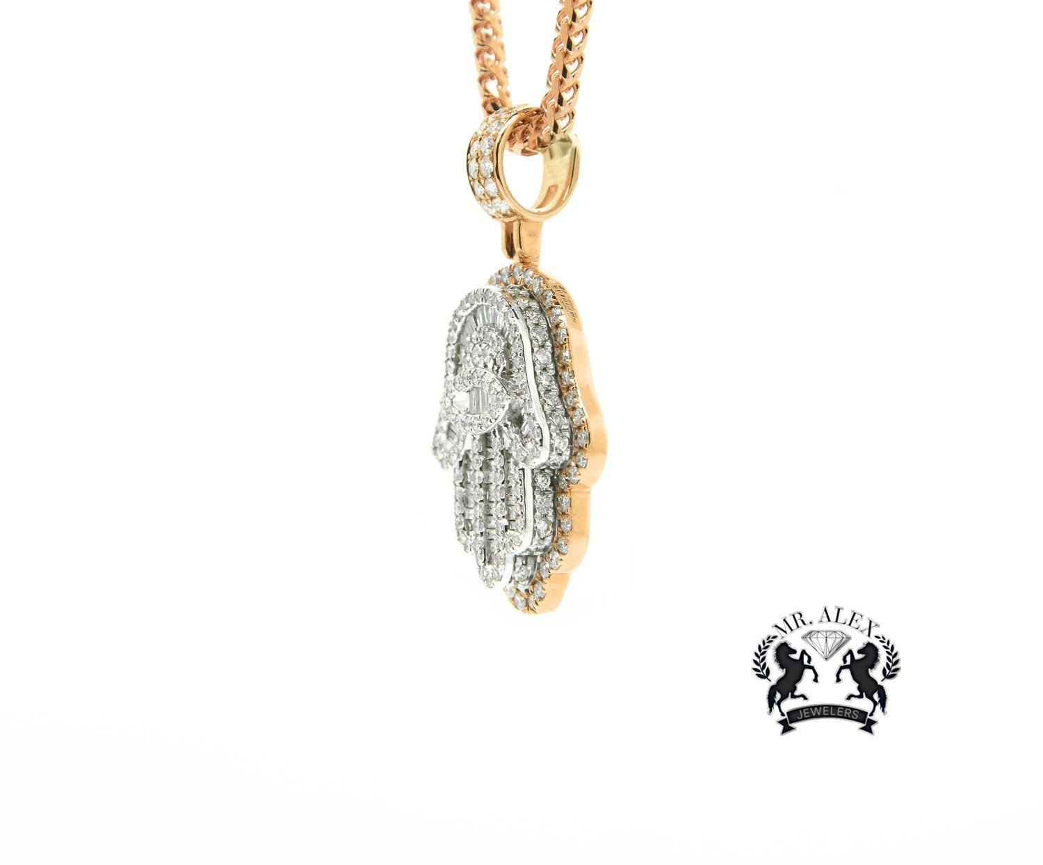 14k Hamsa Pendant 2.75ct Rose Gold - Mr. Alex Jewelry