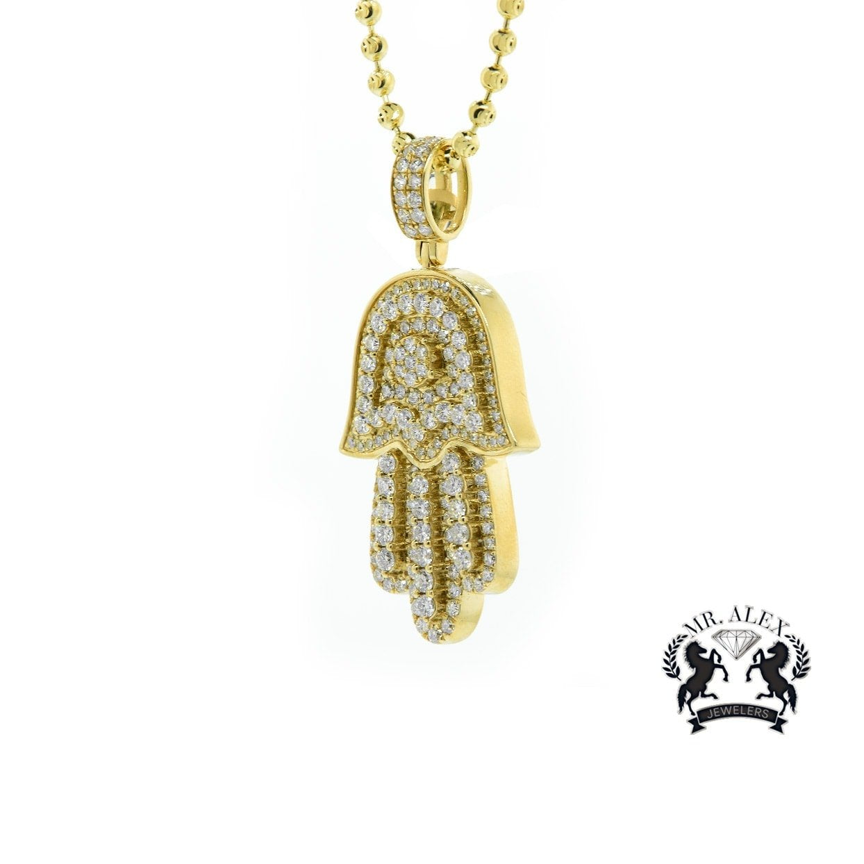 14k Hamsa Pendant 3.65ct Yellow Gold - Mr. Alex Jewelry