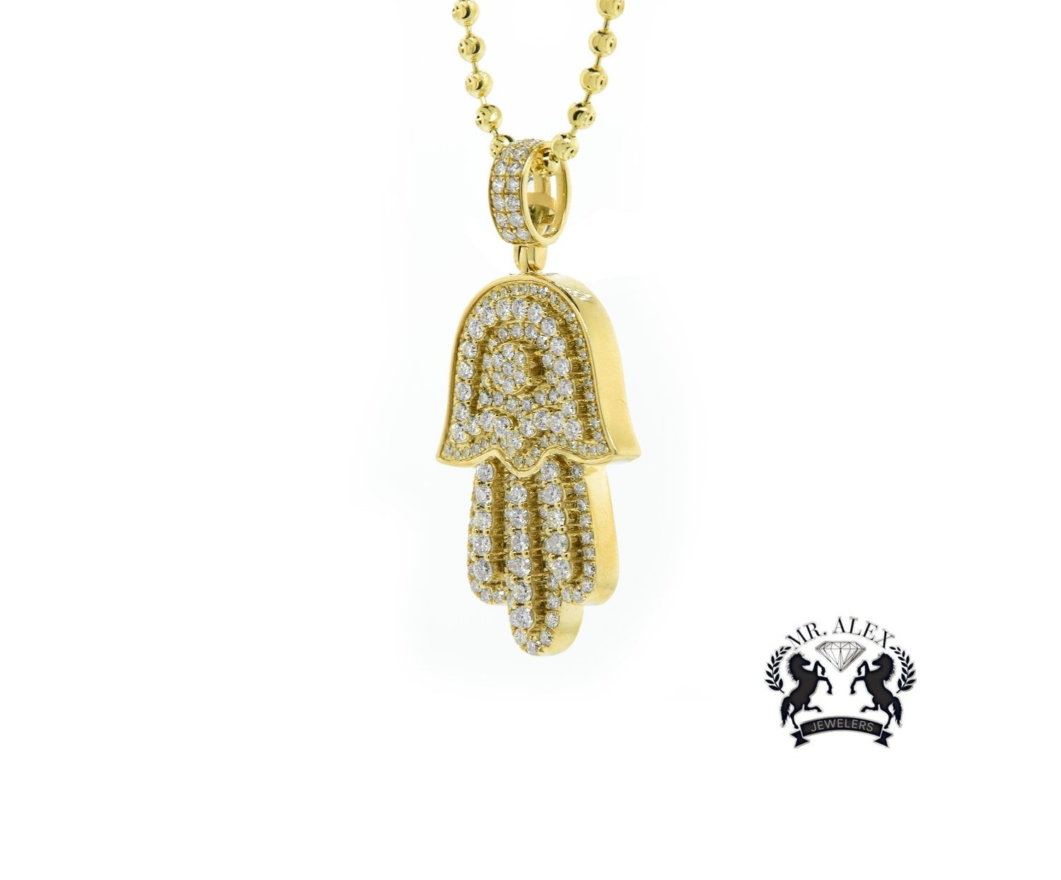 14k Hamsa Pendant 3.65ct Yellow Gold - Mr. Alex Jewelry