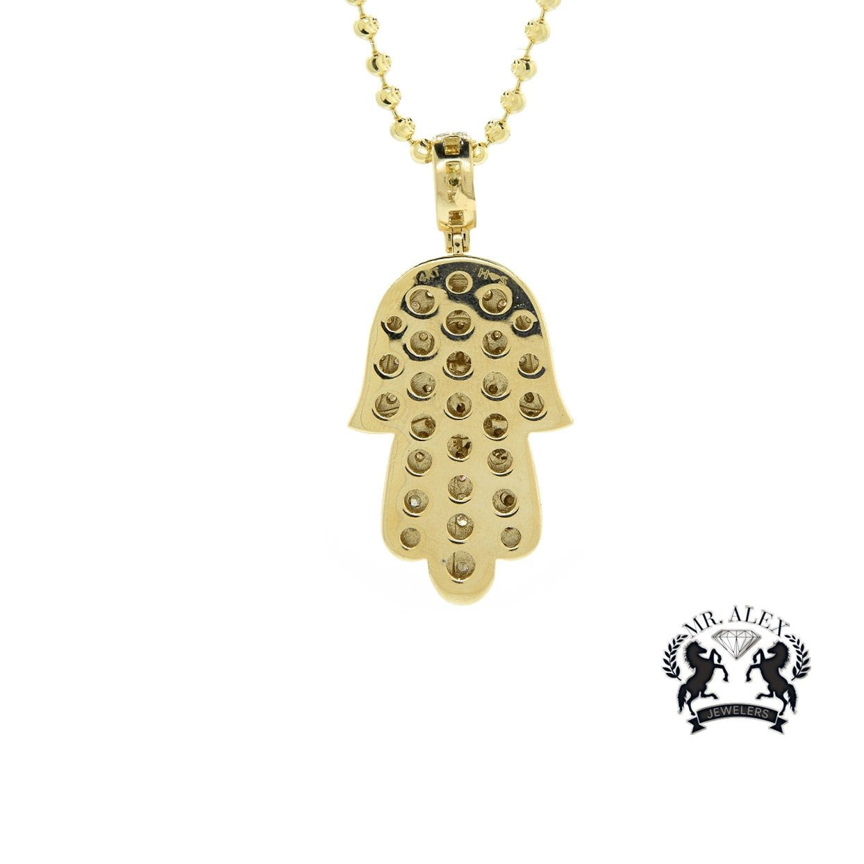14k Hamsa Pendant 3.65ct Yellow Gold - Mr. Alex Jewelry