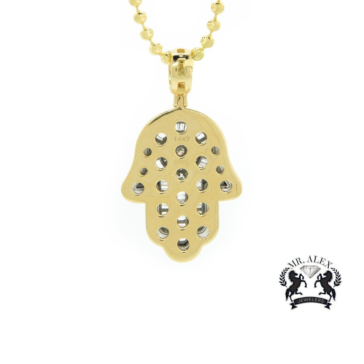 14k Hamsa Pendant 4.0ct Yellow Gold - Mr. Alex Jewelry