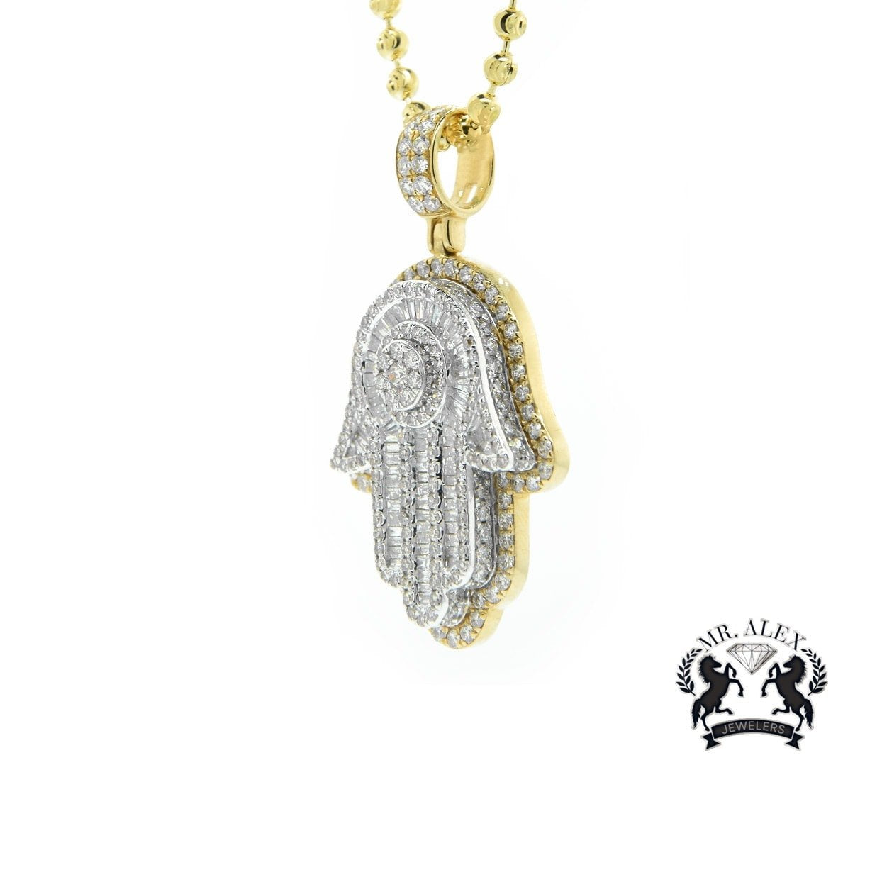 14k Hamsa Pendant 4.0ct Yellow Gold - Mr. Alex Jewelry
