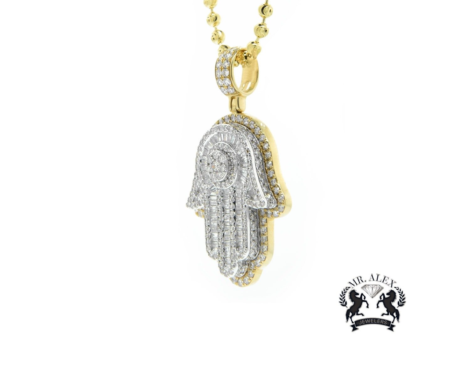 14k Hamsa Pendant 4.0ct Yellow Gold - Mr. Alex Jewelry