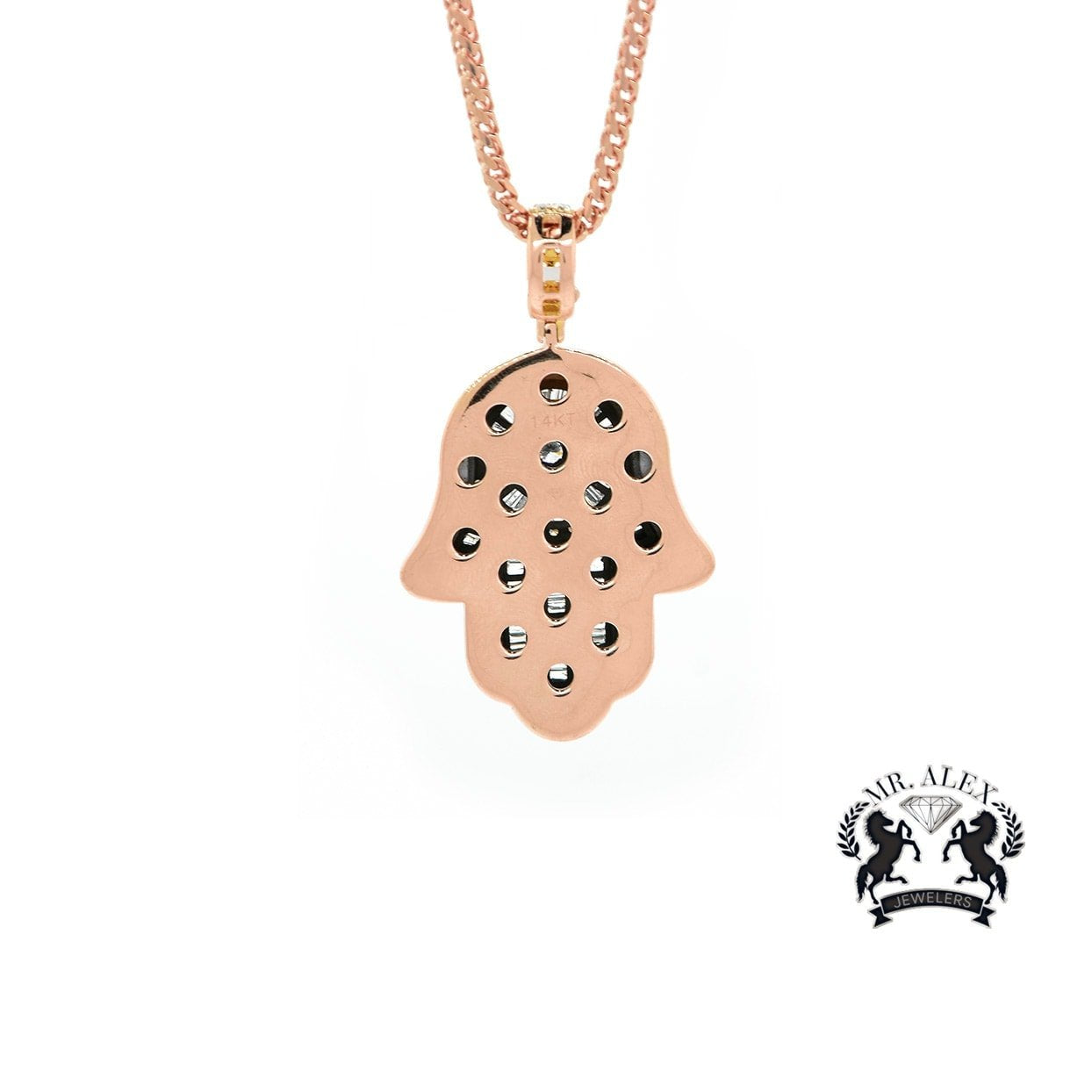 14k Hamsa Pendant 5.50ct Rose Gold - Mr. Alex Jewelry