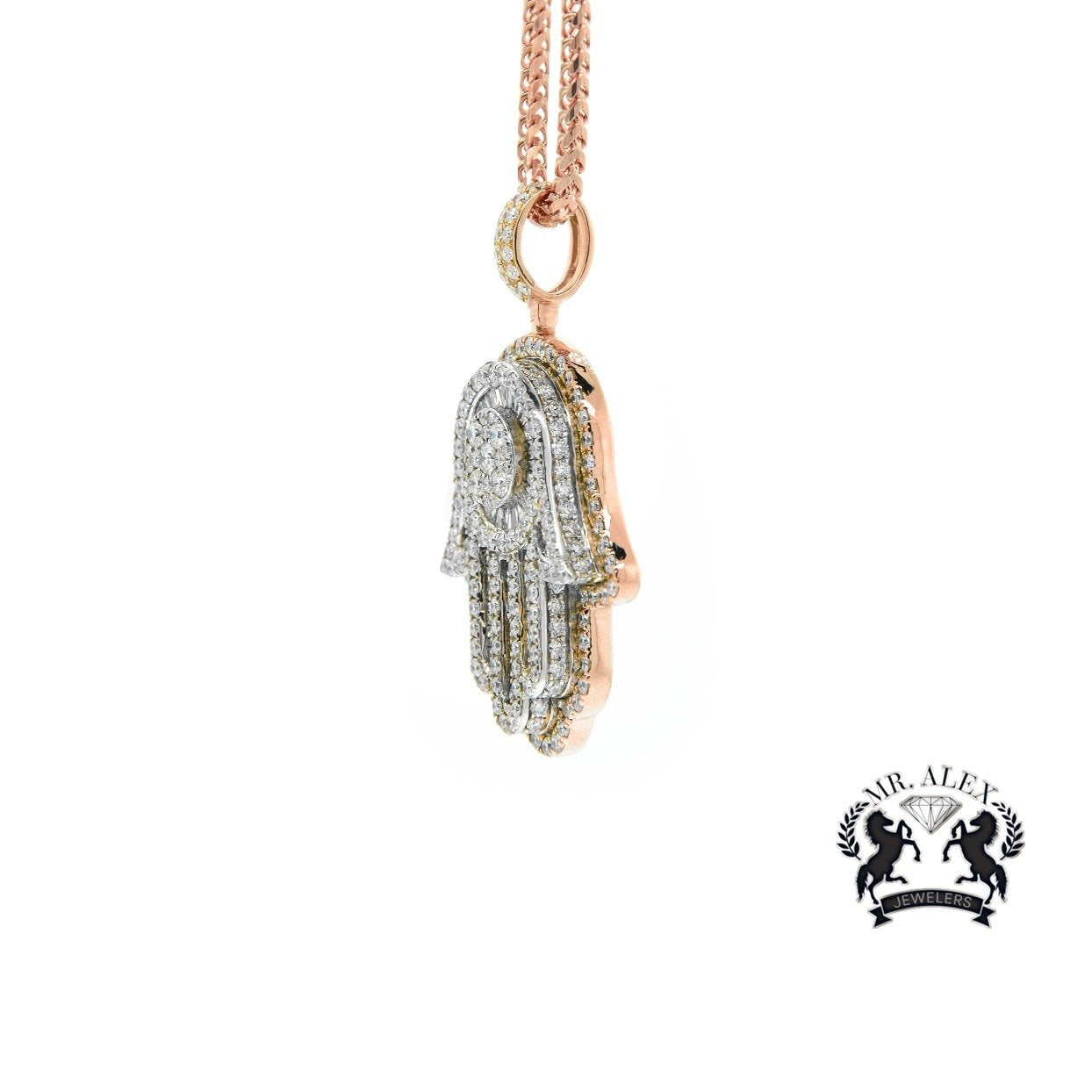 14k Hamsa Pendant 5.50ct Rose Gold - Mr. Alex Jewelry