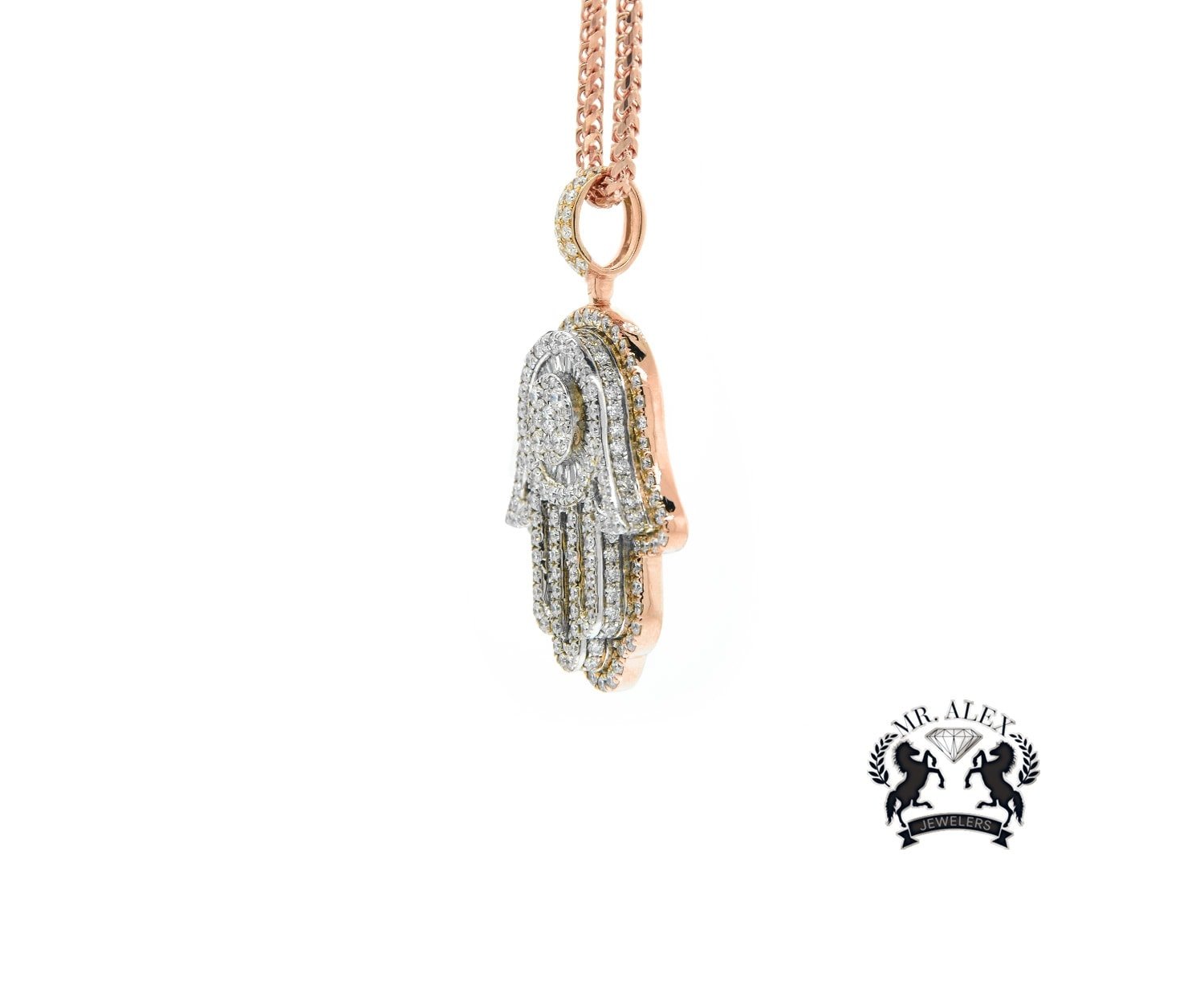 14k Hamsa Pendant 5.50ct Rose Gold - Mr. Alex Jewelry