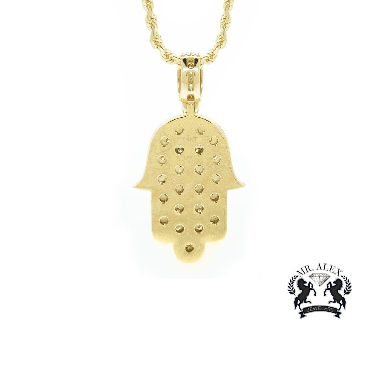14k Hamsa Star Pendant 3.35ct Yellow Gold - Mr. Alex Jewelry