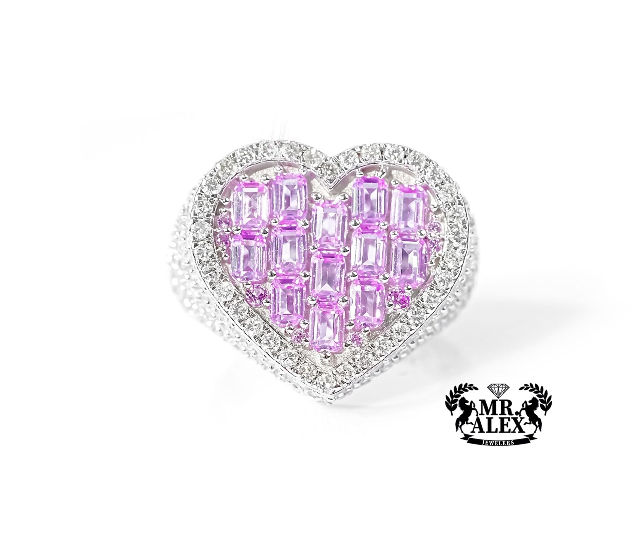 14k Heart-Shaped Pink Emerald & Diamond Ring 2.75ct - Mr. Alex Jewelry