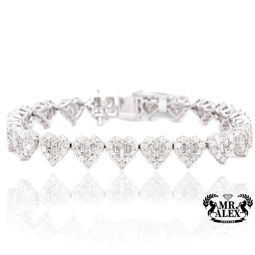 14K infinity Baguette Hearts Bracelet 6.00ct - Mr. Alex Jewelry