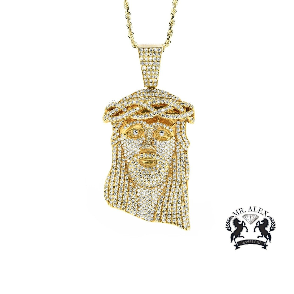 14k Jesus Pendant 12.00ct Yellow Gold - Mr. Alex Jewelry