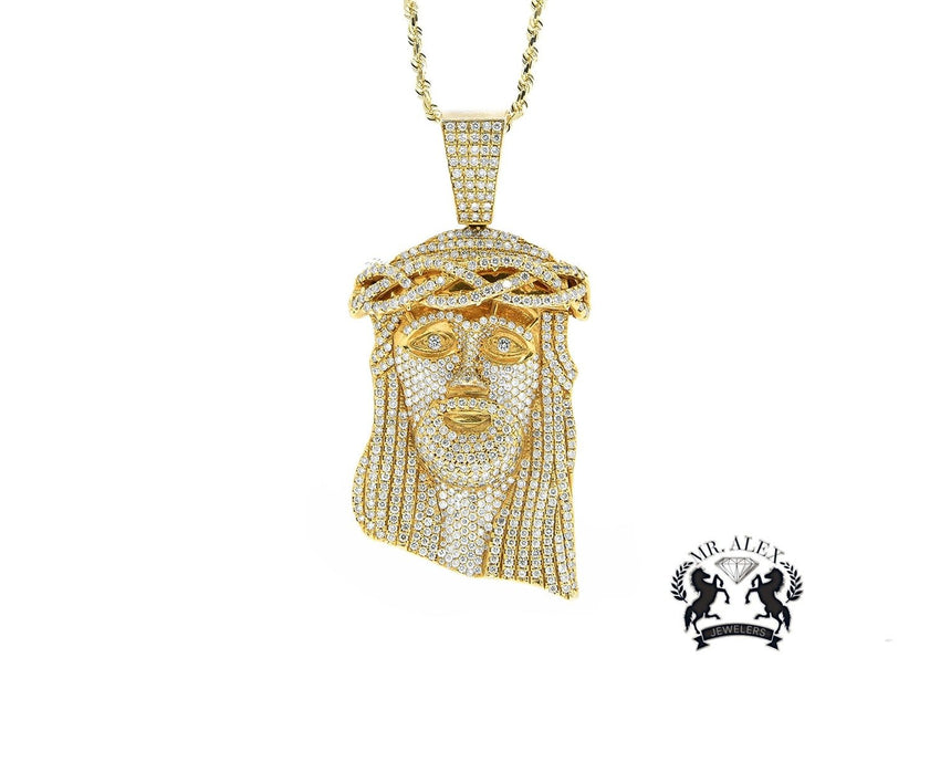 14k Jesus Pendant 12.00ct Yellow Gold - Mr. Alex Jewelry
