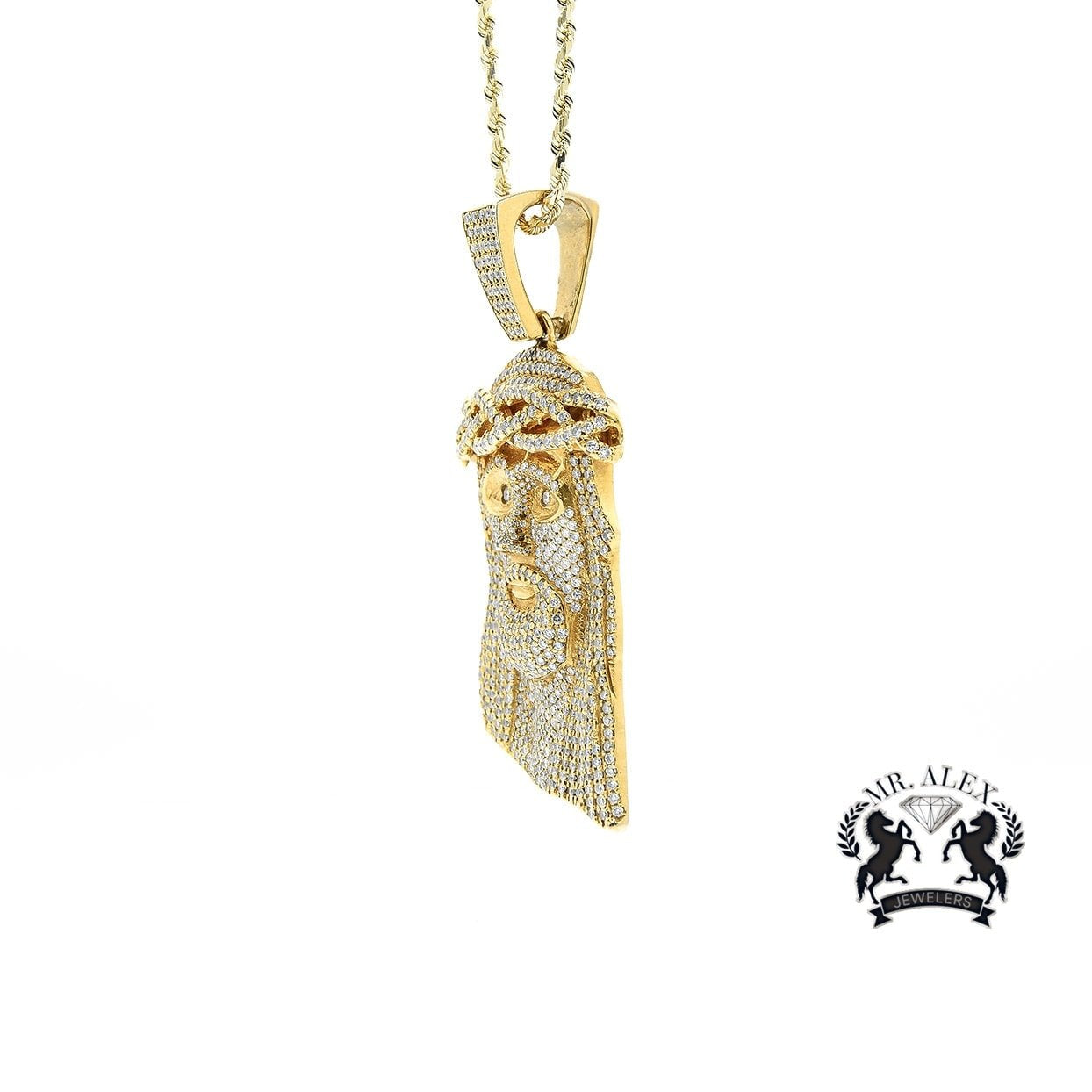 14k Jesus Pendant 12.00ct Yellow Gold - Mr. Alex Jewelry